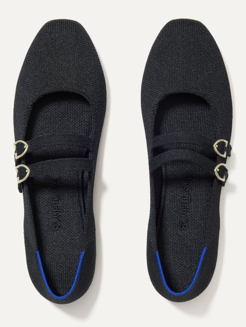 Rothy's Black Double Buckle Mary Jane Flats Size 8